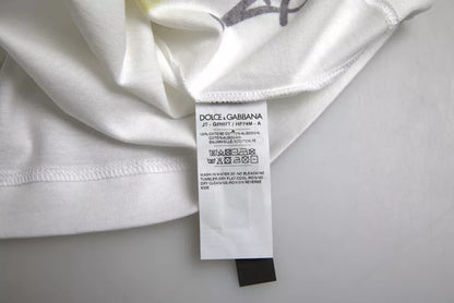 Camiseta de hombre de algodón blanco con estampado gráfico y manga corta Dolce & Gabbana
