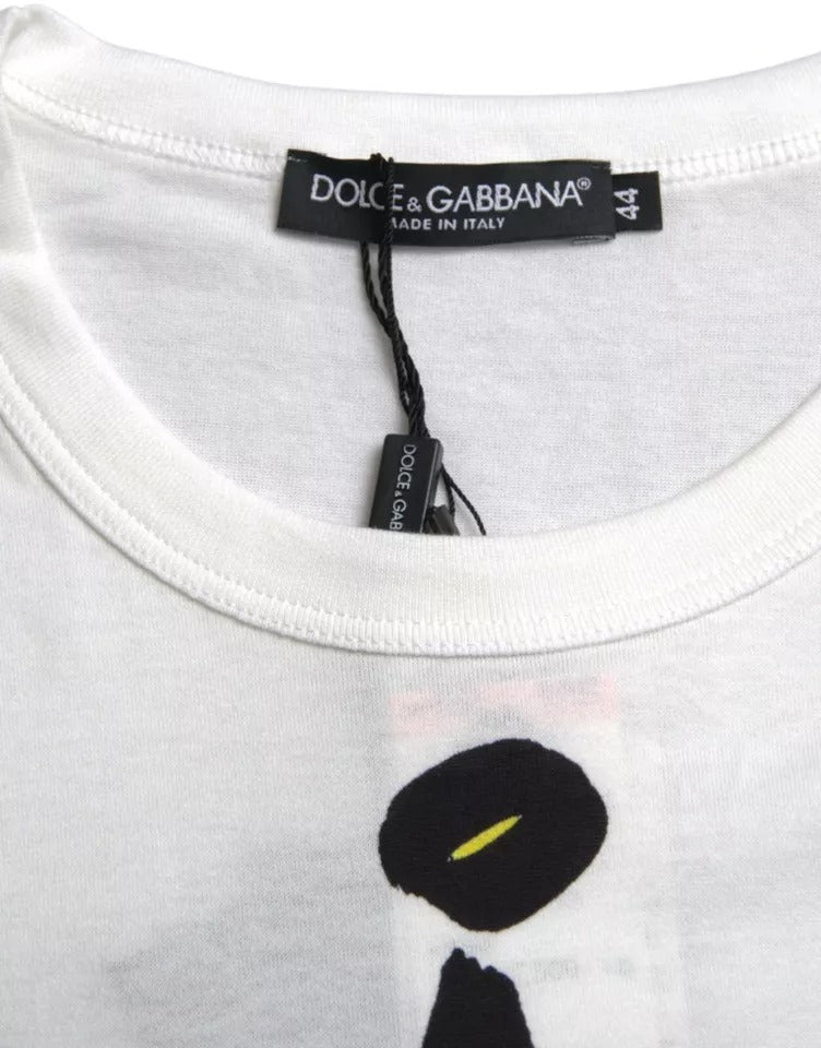 Camiseta de hombre de algodón blanco con estampado gráfico y manga corta Dolce & Gabbana