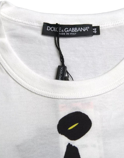 Camiseta de hombre de algodón blanco con estampado gráfico y manga corta Dolce & Gabbana
