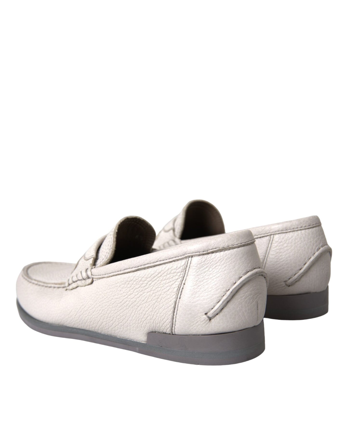 Zapatos mocasín sin cordones de cuero blanco y gris Dolce & Gabbana