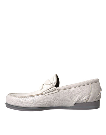 Zapatos mocasín sin cordones de cuero blanco y gris Dolce & Gabbana