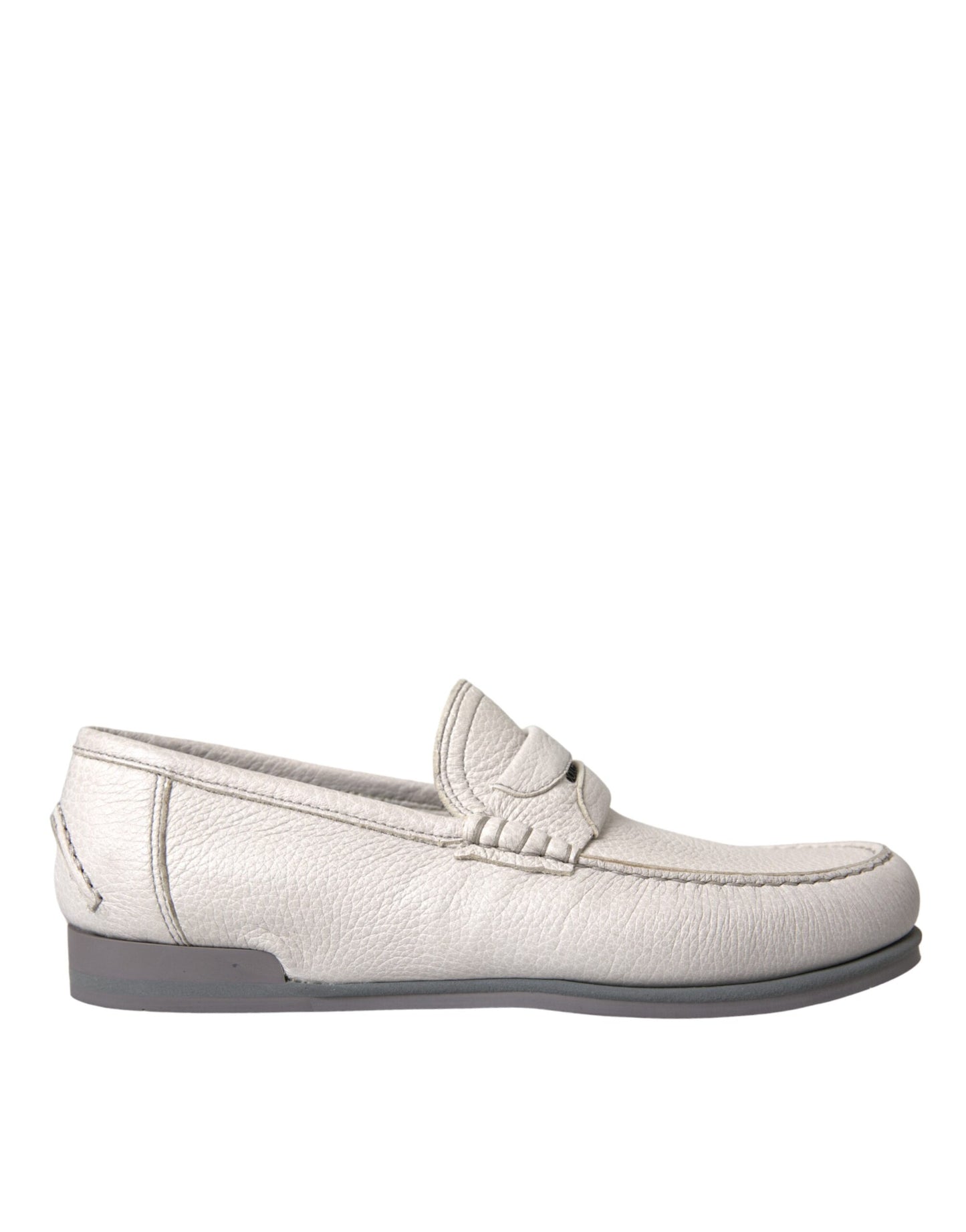 Zapatos mocasín sin cordones de cuero blanco y gris Dolce & Gabbana