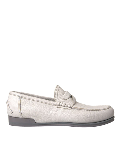 Zapatos mocasín sin cordones de cuero blanco y gris Dolce & Gabbana