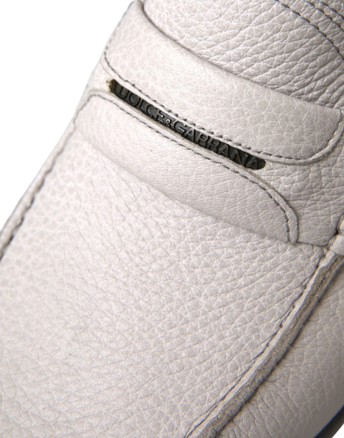 Zapatos mocasín sin cordones de cuero blanco y gris Dolce & Gabbana