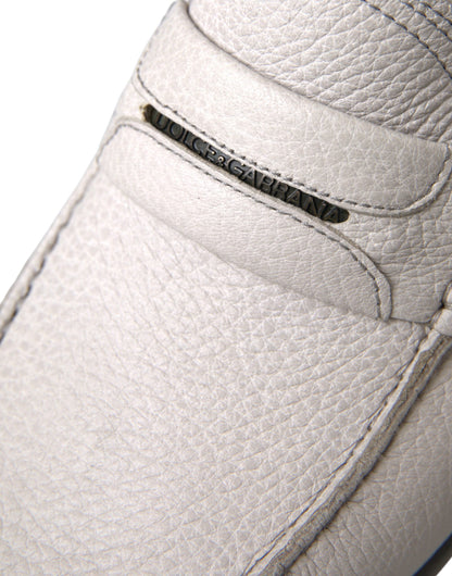 Zapatos mocasín sin cordones de cuero blanco y gris Dolce & Gabbana