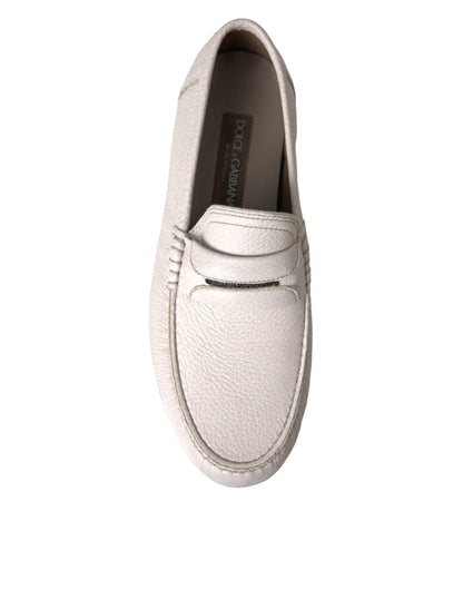 Zapatos mocasín sin cordones de cuero blanco y gris Dolce & Gabbana