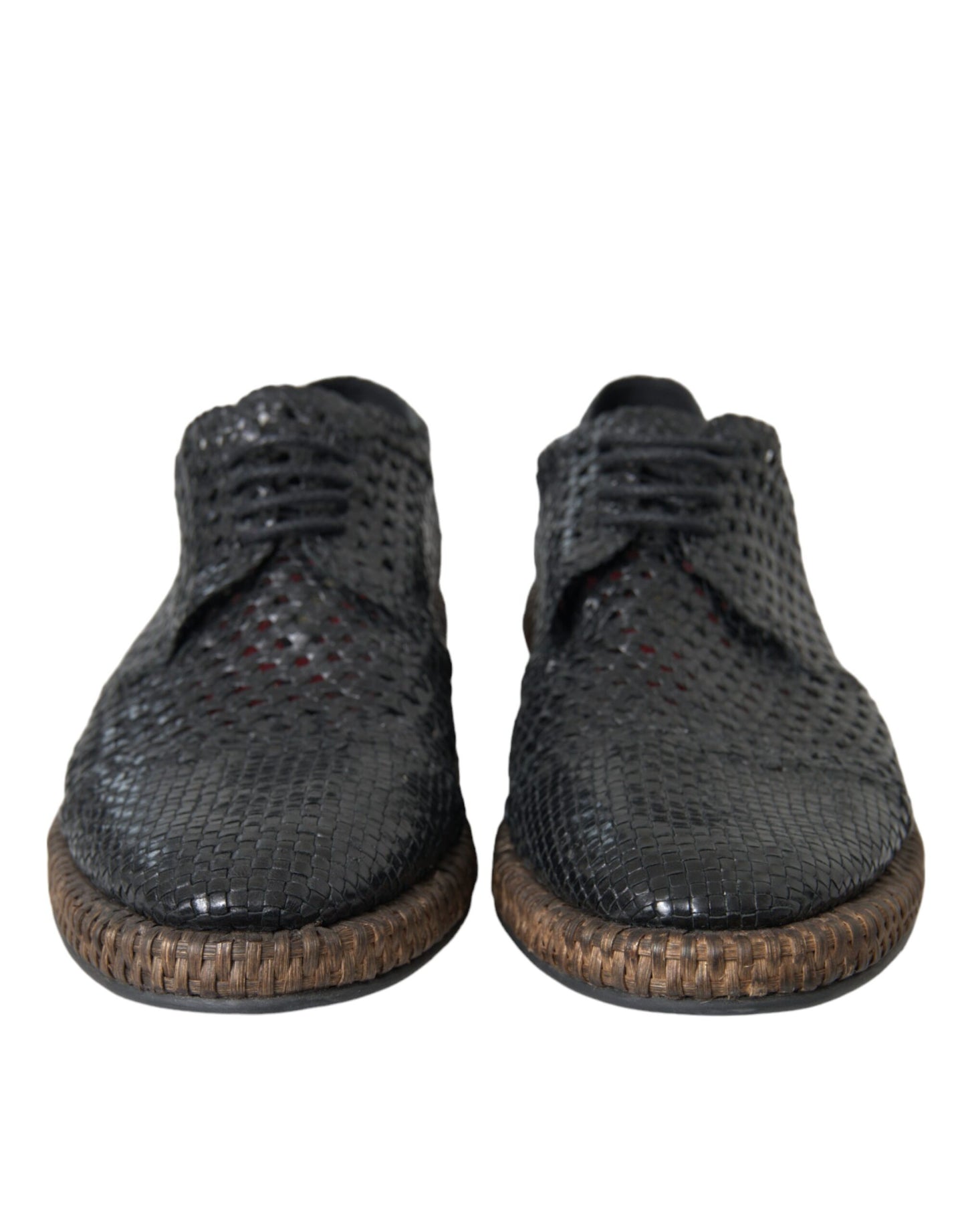 Zapatos Derby Dolce & Gabbana de piel de cabra negra tejida con cordones