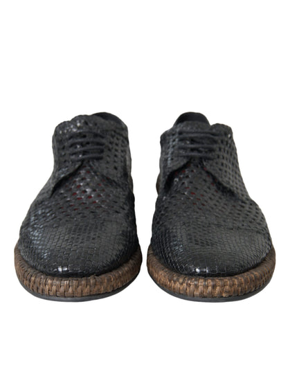 Zapatos Derby Dolce & Gabbana de piel de cabra negra tejida con cordones