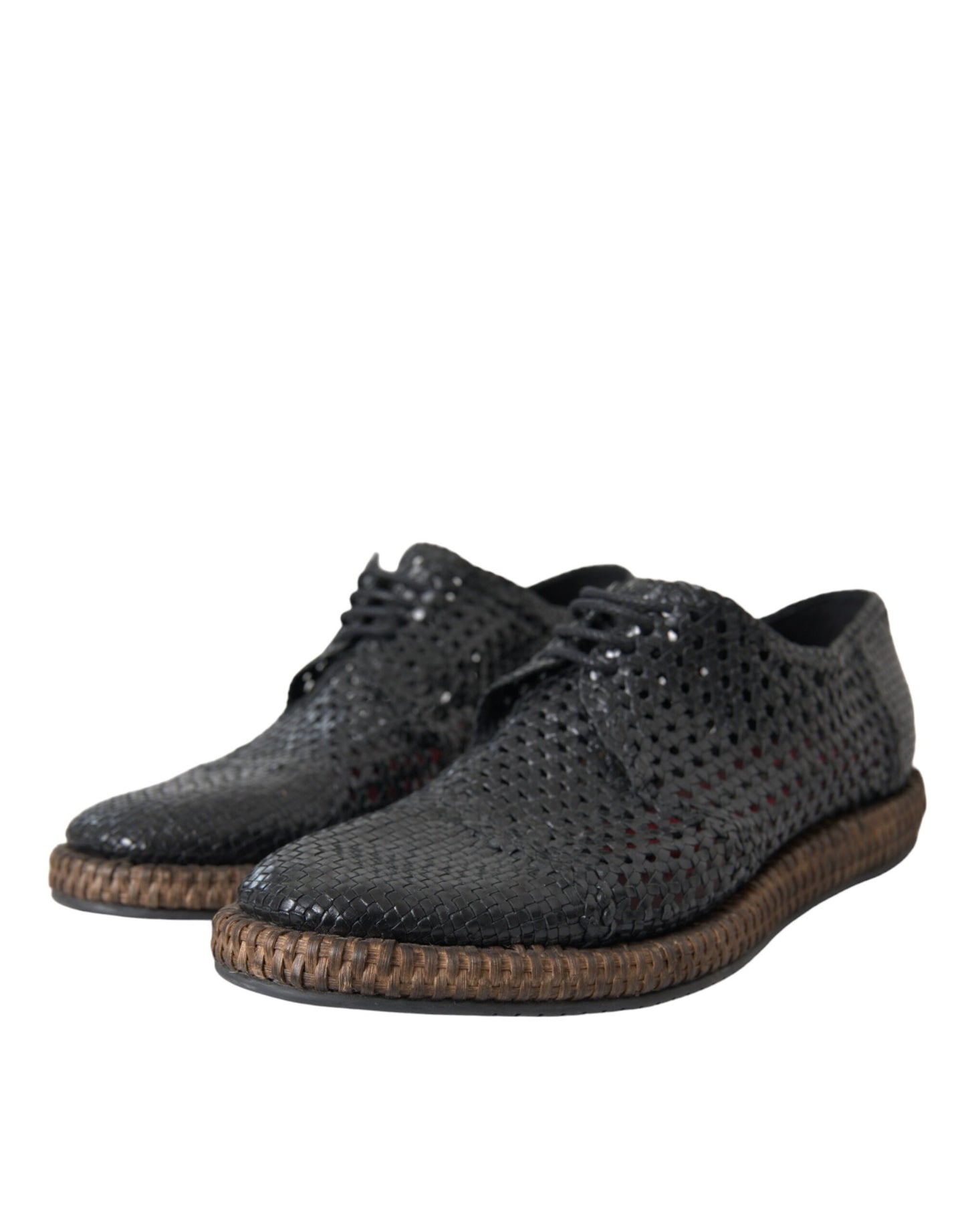 Zapatos Derby Dolce & Gabbana de piel de cabra negra tejida con cordones
