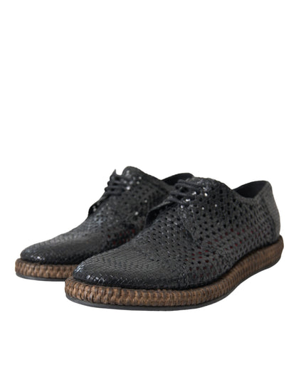 Zapatos Derby Dolce & Gabbana de piel de cabra negra tejida con cordones