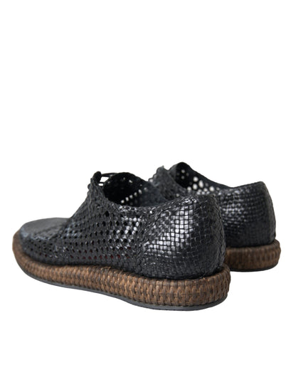 Zapatos Derby Dolce & Gabbana de piel de cabra negra tejida con cordones