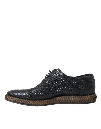 Zapatos Derby Dolce & Gabbana de piel de cabra negra tejida con cordones