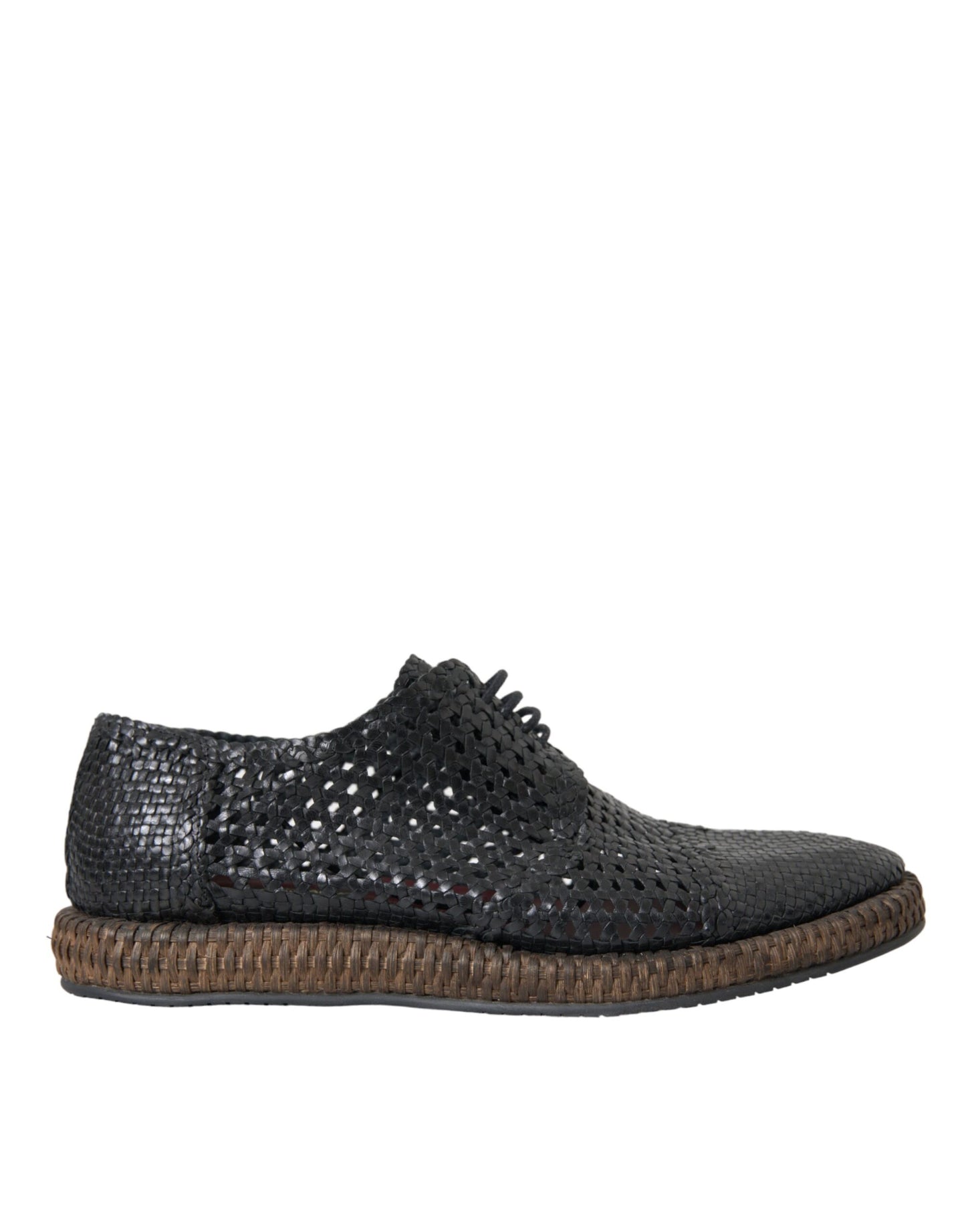 Zapatos Derby Dolce & Gabbana de piel de cabra negra tejida con cordones