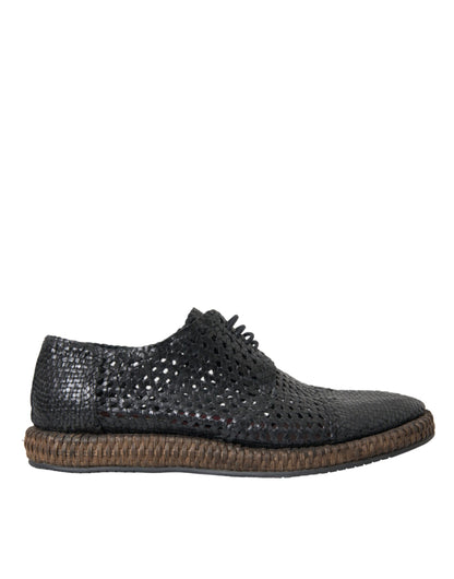Zapatos Derby Dolce & Gabbana de piel de cabra negra tejida con cordones