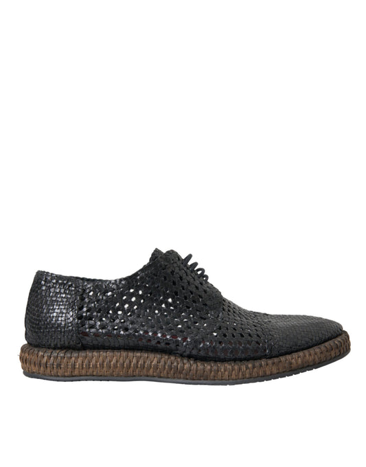 Zapatos Derby Dolce & Gabbana de piel de cabra negra tejida con cordones
