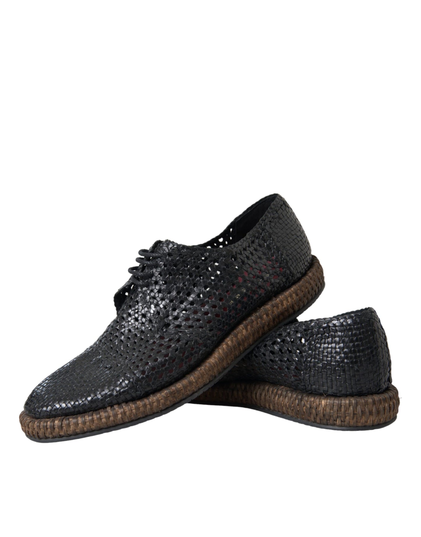 Zapatos Derby Dolce & Gabbana de piel de cabra negra tejida con cordones