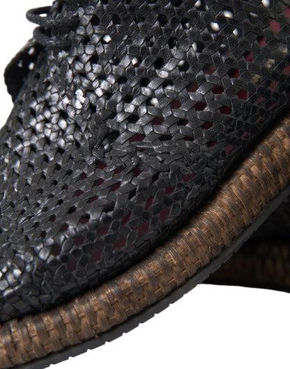 Zapatos Derby Dolce & Gabbana de piel de cabra negra tejida con cordones