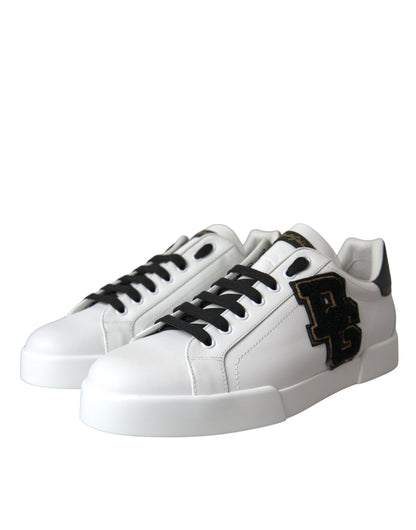 Dolce & Gabbana Low-Top Casual Sneakers - White Leather With DG Logo