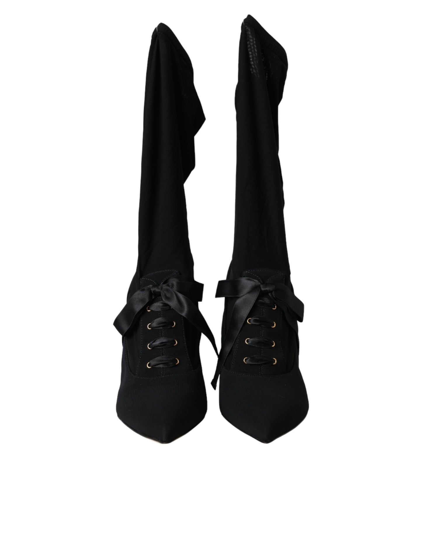 Zapatos de tacón de aguja negros Dolce & Gabbana, botas a media pantorrilla