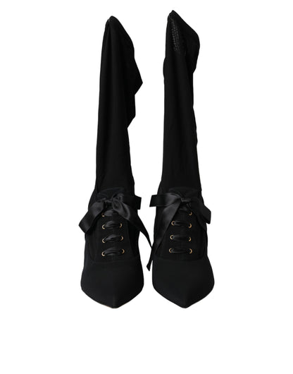 Zapatos de tacón de aguja negros Dolce & Gabbana, botas a media pantorrilla