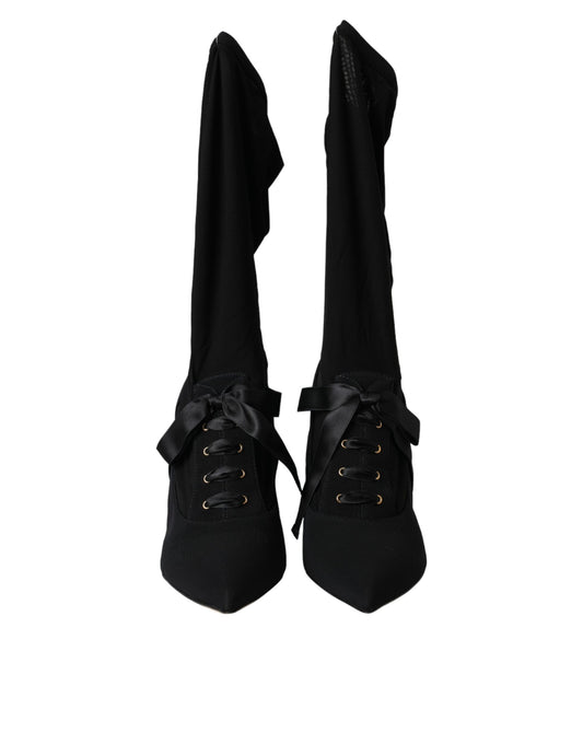 Zapatos de tacón de aguja negros Dolce & Gabbana, botas a media pantorrilla