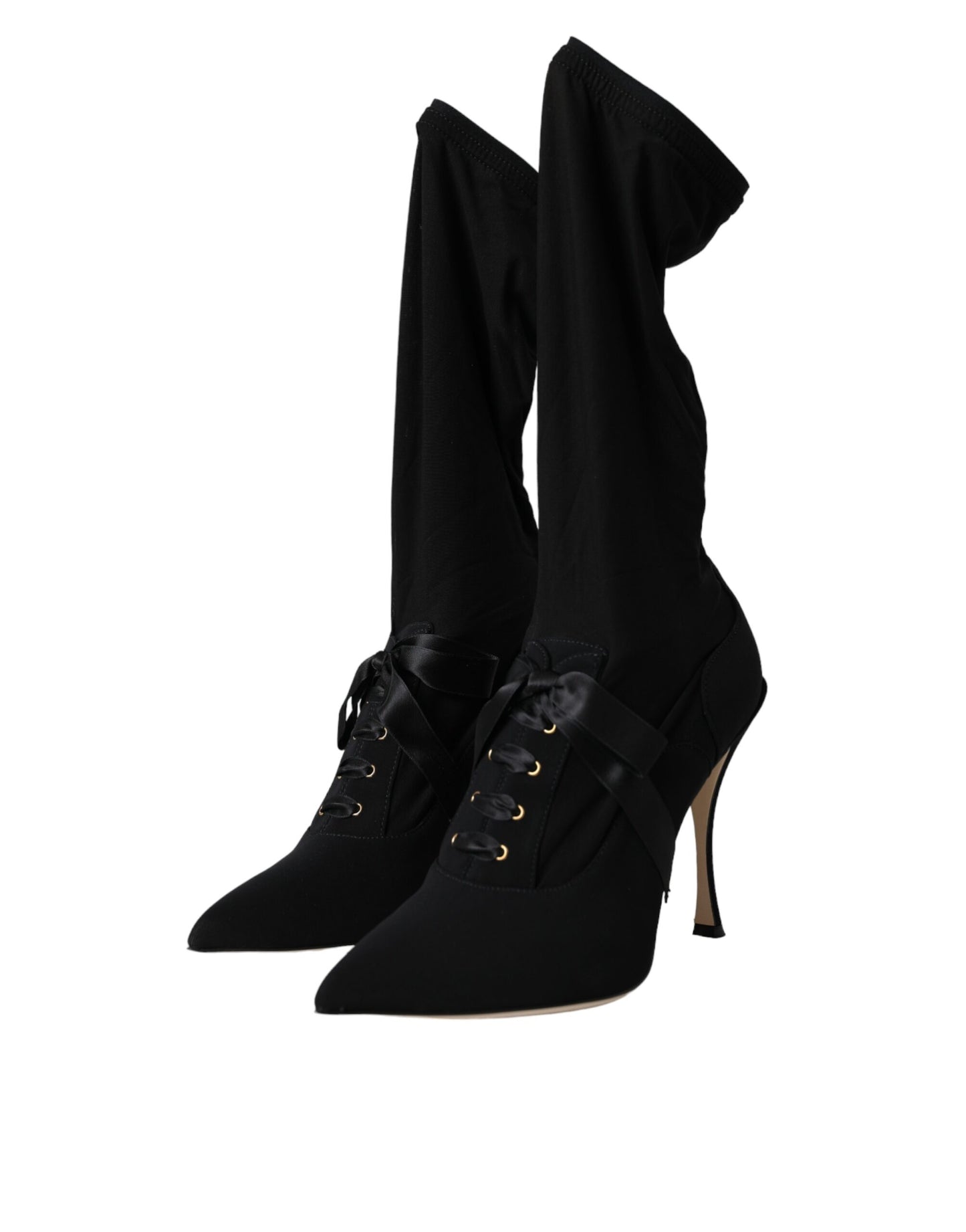 Zapatos de tacón de aguja negros Dolce & Gabbana, botas a media pantorrilla