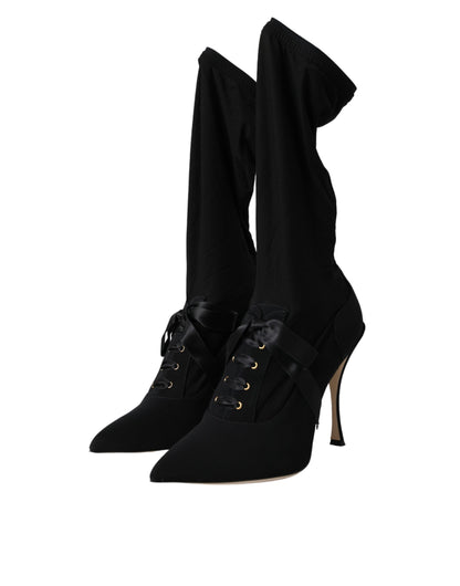 Zapatos de tacón de aguja negros Dolce & Gabbana, botas a media pantorrilla