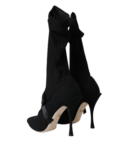 Zapatos de tacón de aguja negros Dolce & Gabbana, botas a media pantorrilla