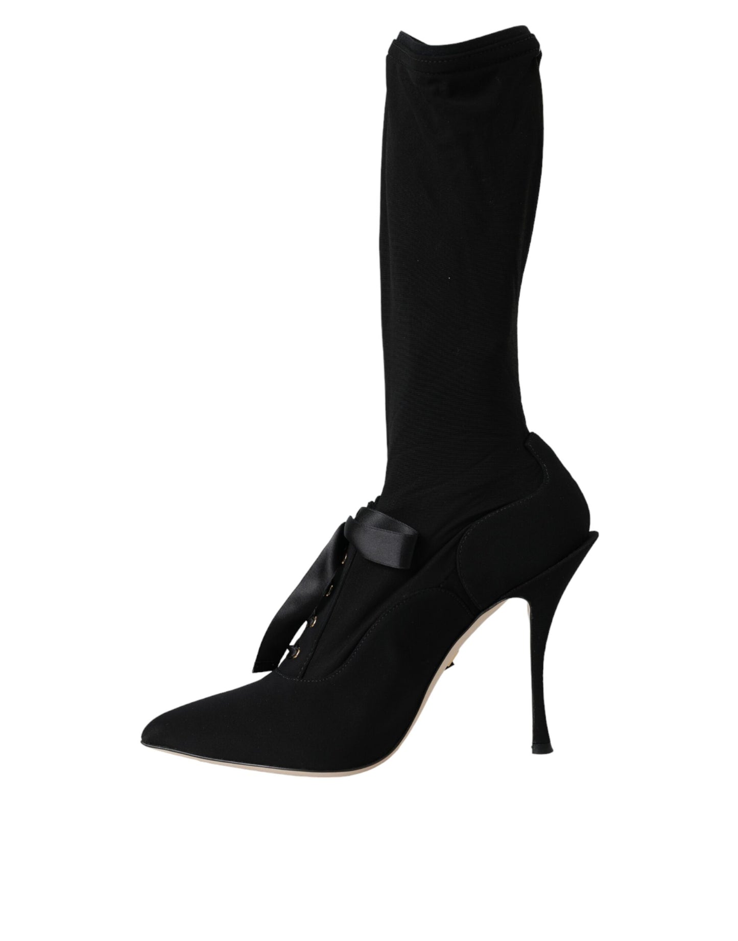 Zapatos de tacón de aguja negros Dolce & Gabbana, botas a media pantorrilla
