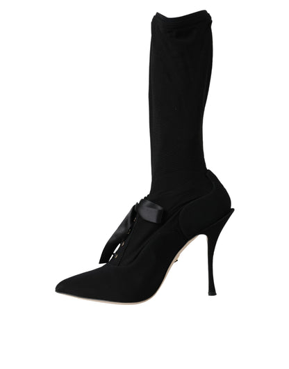 Zapatos de tacón de aguja negros Dolce & Gabbana, botas a media pantorrilla