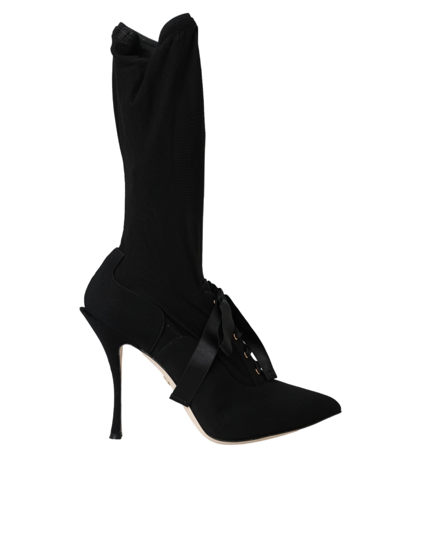 Zapatos de tacón de aguja negros Dolce & Gabbana, botas a media pantorrilla