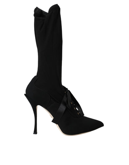 Zapatos de tacón de aguja negros Dolce & Gabbana, botas a media pantorrilla