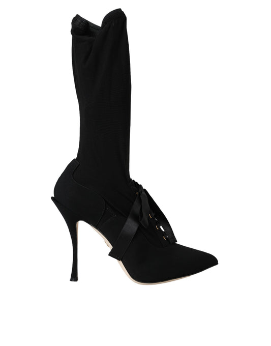 Zapatos de tacón de aguja negros Dolce & Gabbana, botas a media pantorrilla