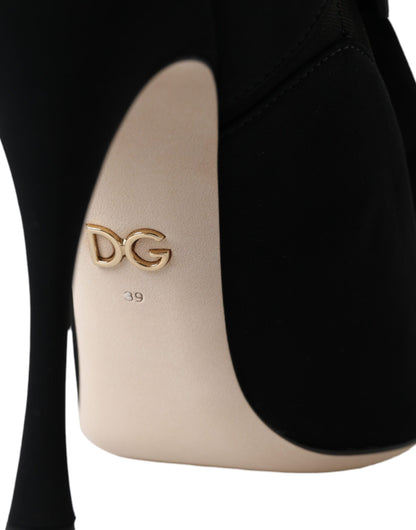 Zapatos de tacón de aguja negros Dolce & Gabbana, botas a media pantorrilla