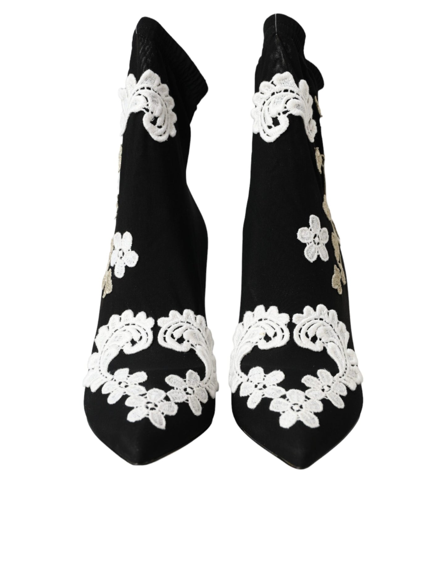 Botines sin cordones con bordado blanco y negro de Dolce & Gabbana