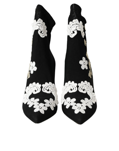 Botines sin cordones con bordado blanco y negro de Dolce & Gabbana