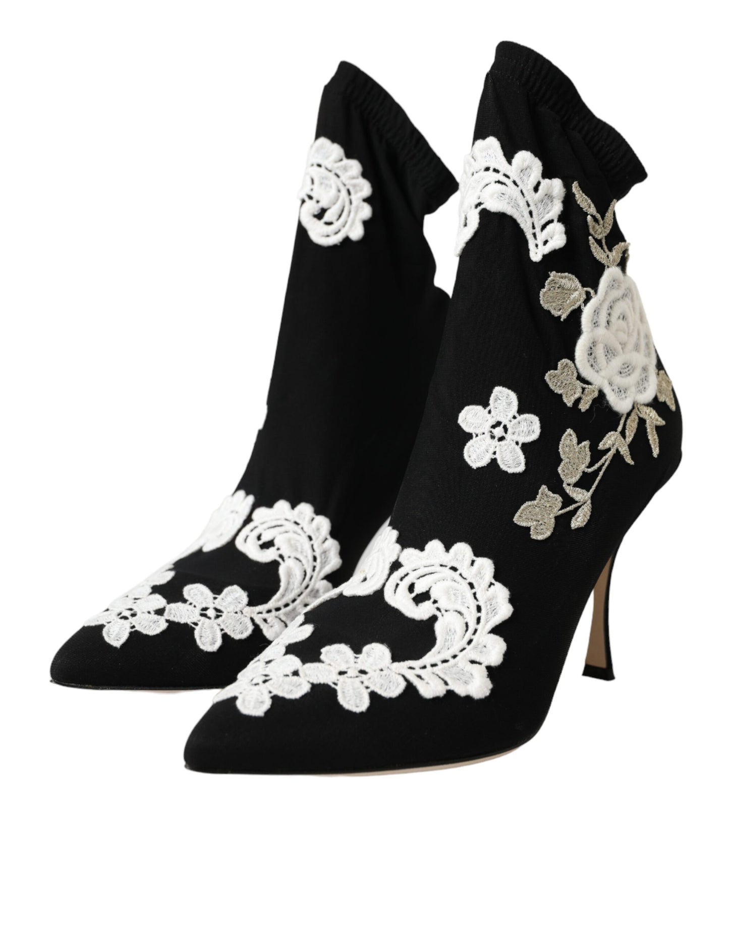 Botines sin cordones con bordado blanco y negro de Dolce & Gabbana