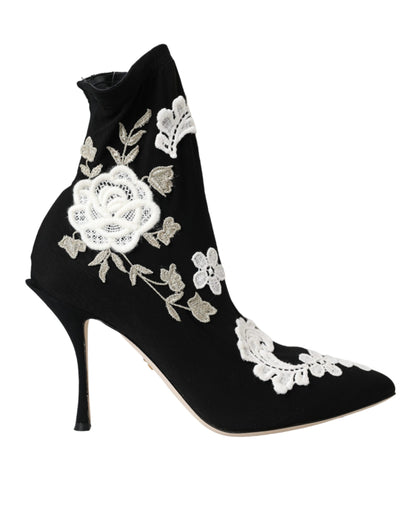 Botines sin cordones con bordado blanco y negro de Dolce & Gabbana