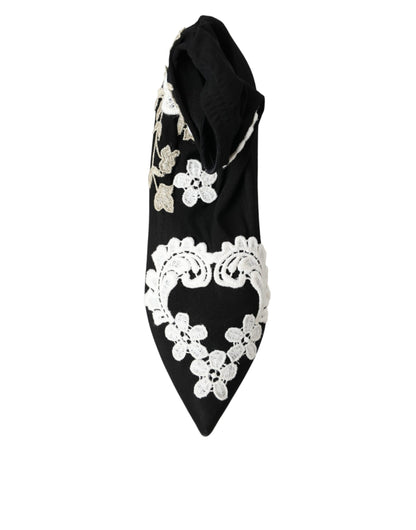 Botines sin cordones con bordado blanco y negro de Dolce & Gabbana