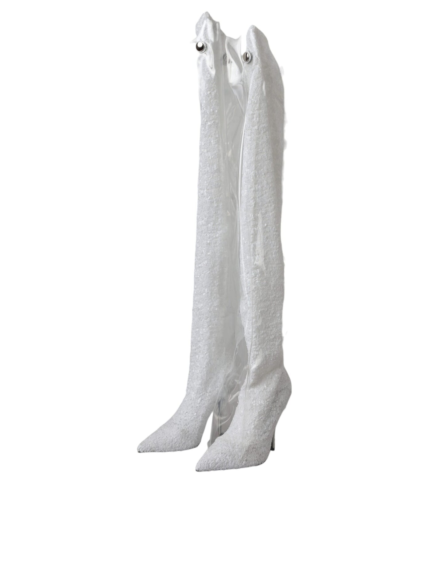 Botas altas de tacón de aguja Dolce & Gabbana blancas