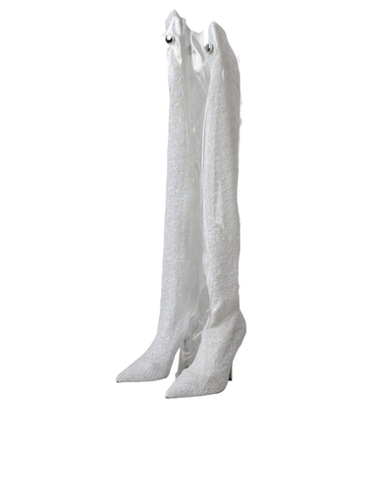 Botas altas de tacón de aguja Dolce & Gabbana blancas