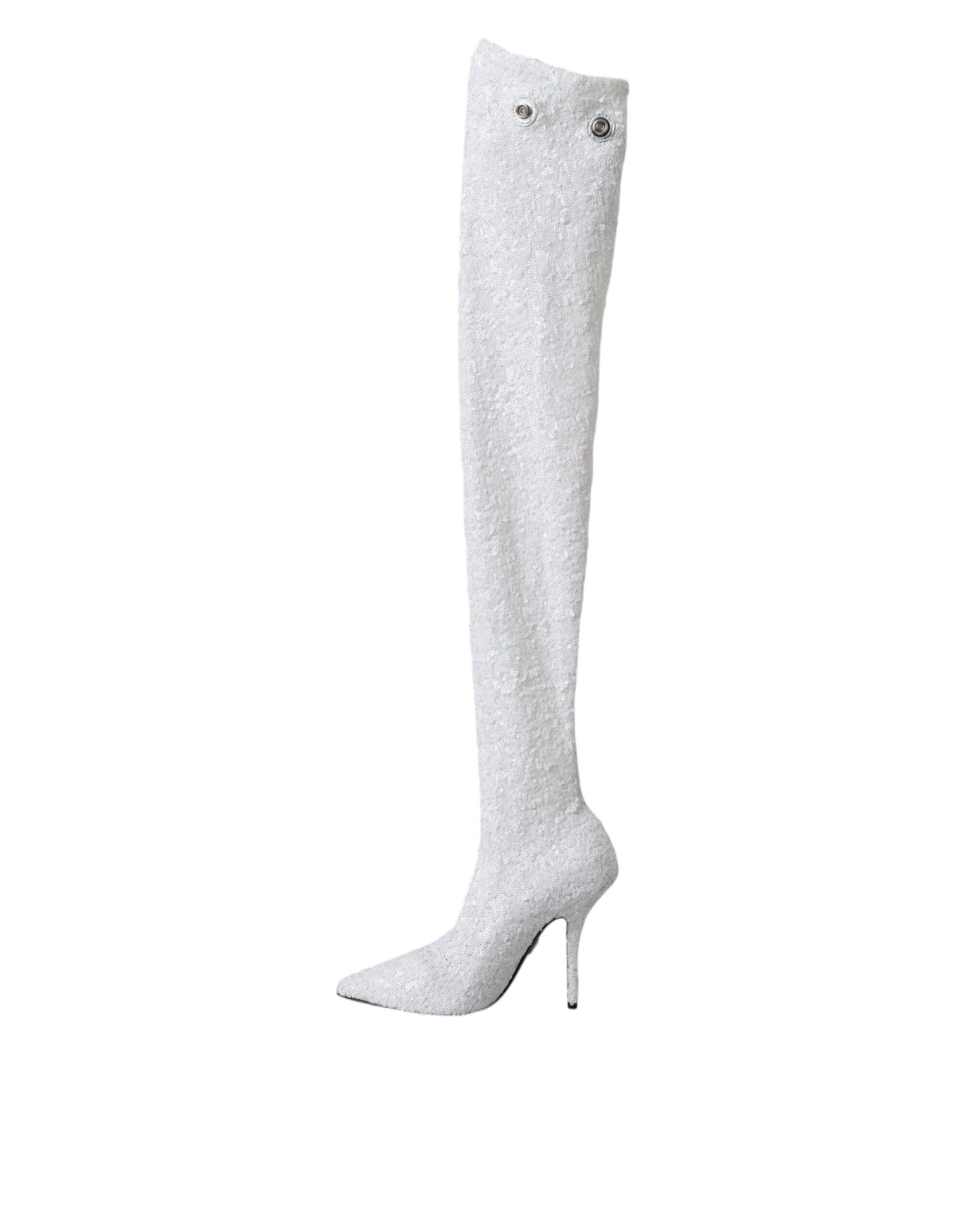 Botas altas de tacón de aguja Dolce & Gabbana blancas
