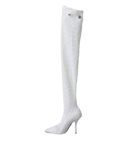 Botas altas de tacón de aguja Dolce & Gabbana blancas