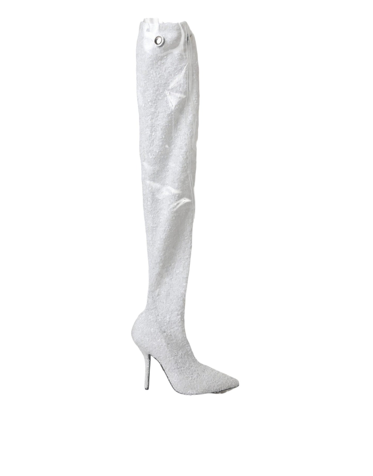 Botas altas de tacón de aguja Dolce & Gabbana blancas