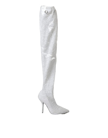 Botas altas de tacón de aguja Dolce & Gabbana blancas