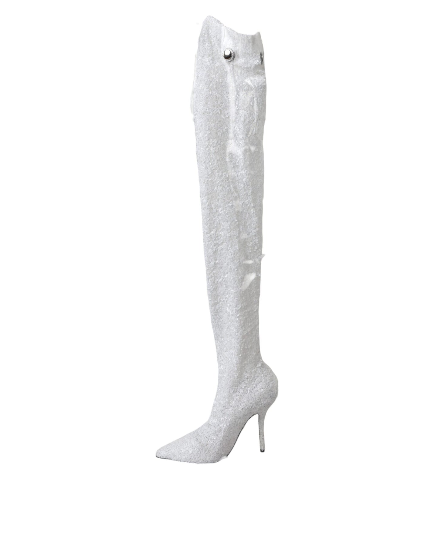 Botas altas de tacón de aguja Dolce & Gabbana blancas