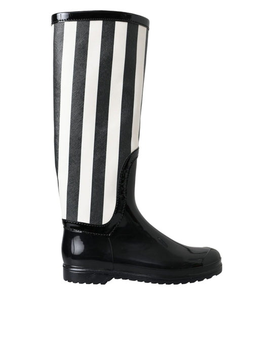 Botas planas de goma negra hasta la rodilla Dolce & Gabbana