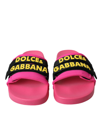 Chanclas de playa Dolce & Gabbana negras y rosas con logo