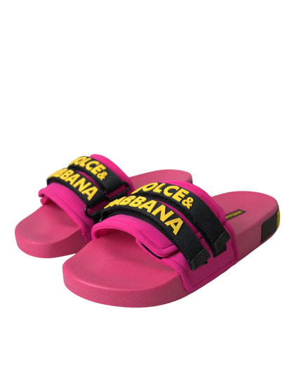 Chanclas de playa Dolce & Gabbana negras y rosas con logo