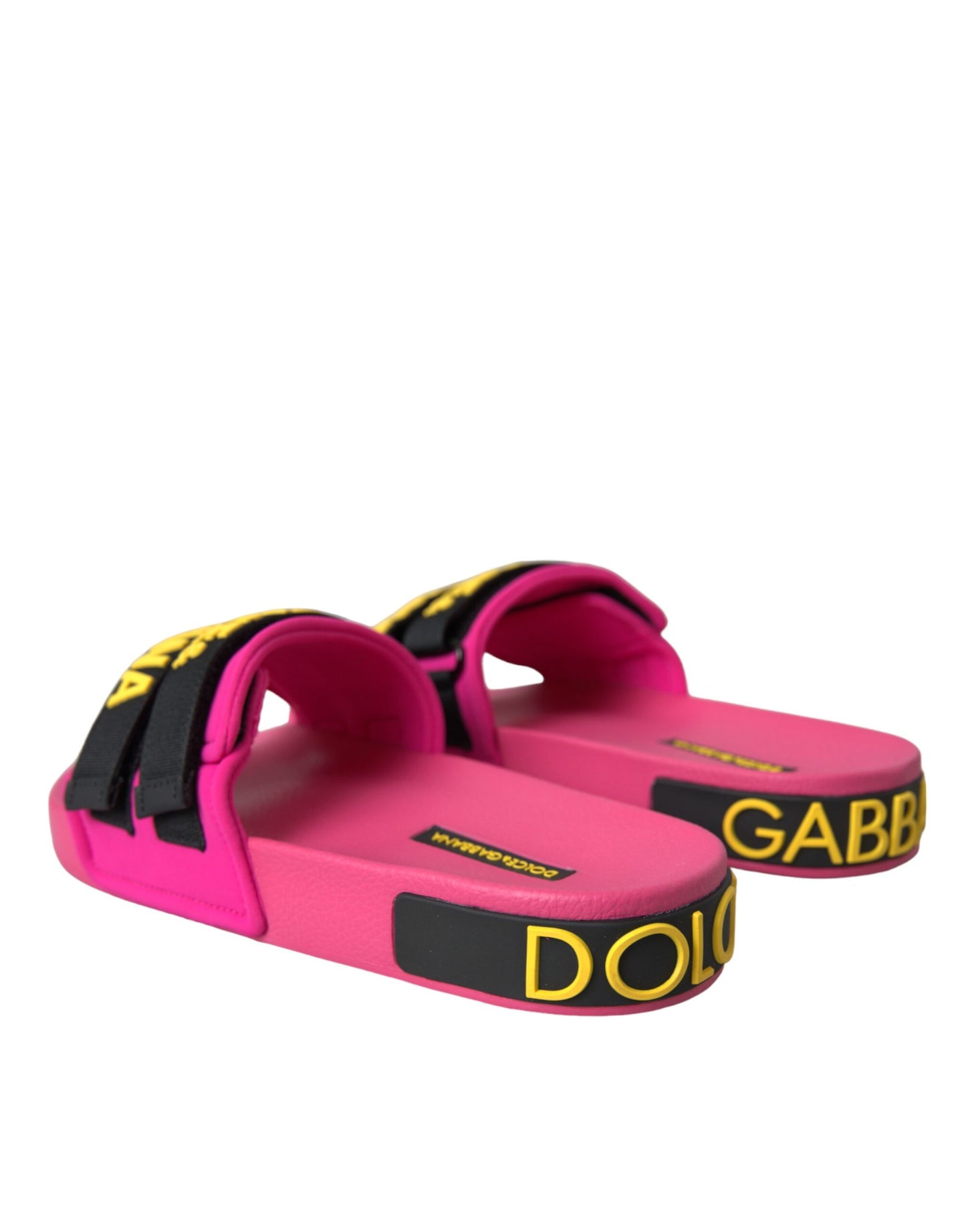 Chanclas de playa Dolce & Gabbana negras y rosas con logo